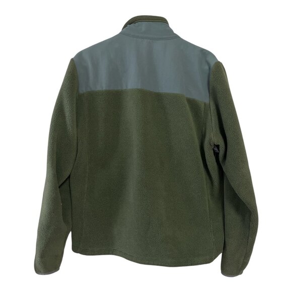 Lands’ End Men’s Medium Green Fleece Jacket with Nylon Shoulder Panels - Picture 5 of 6